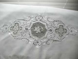 Antique White Linen And Point De Venise Lace Bolster Pillow Cases