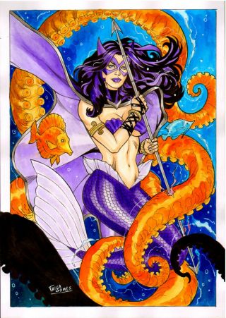Huntress Mermaid Sexy Pinup Art - Comic Page By Taisa Gomes
