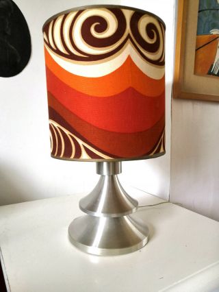 Lampe Vintage Champignon En Aluminium Et Abat - Jour Fleuri Design Années 60 - 70