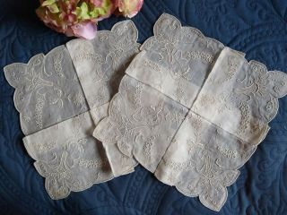 Vintage Madeira/appenzell Hand Embroidered Linen Hankies Bridal Nwot Nos
