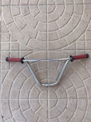 Vintage Bmx Wald Handle Bars Old School Chrome With Lizard Skins Grips /mongoose