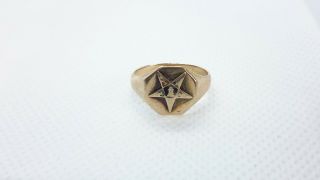 Vintage Ostby Barton 10k Yellow Gold Eastern Star Pinky Ring Sz 5.  75.  Signet