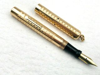 Vintage C1925 Conklin Rolled Gold Ring Top Fountain Pen 3 Flex Nib Toledo