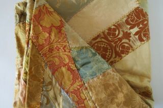 Vintage 30s Crazy Quilt w Brocades & Tapestries & Dec Stitching Repurpose? 2