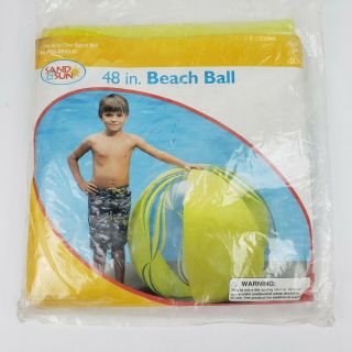 Vintage Sand N Sun 48” Beach Ball Green And Blue Volley M - P02 - 0043 - C