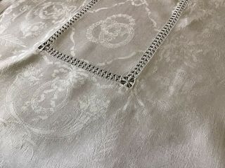 LOVELY LARGE IRISH LINEN DAMASK BUTLERS TRAY CLOTH DRAWN THREAD WORK 3