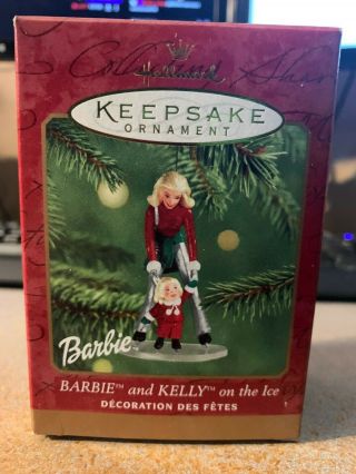 2001 Hallmark Keepsake Christmas Ornament Barbie And Kelly On The Ice