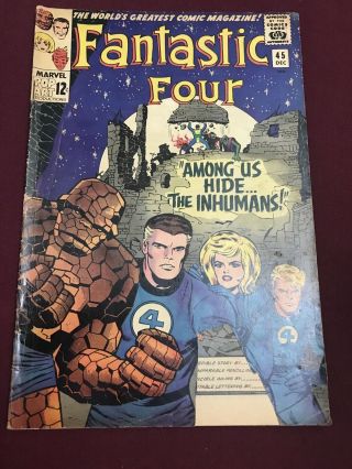Fantastic Four 45 (dec 1965,  Marvel) 12¢ Comic " Among Us Hide.  The Humans "