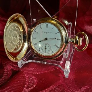 Antique Vintage 1901 Elgin Pocket Watch Gold Plated Hunting Case