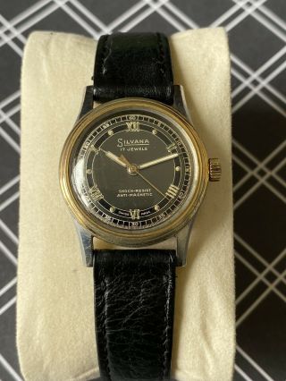 Vintage Watch Silvana 17 Jewels Lovely Dial Military Style Mid Size Watch Gwo