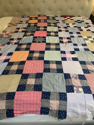 Vintage Handmade Quilt Top Patchwork 59x84