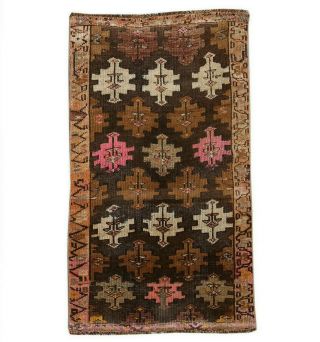 2x4 Oriental Oushak Geometric Vintage Hand Knotted Wool Turkish Area Rug