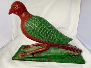 Vintage Folk Art Carved Painted Wood Bird Pigeon Figure Hand Painted Primitive