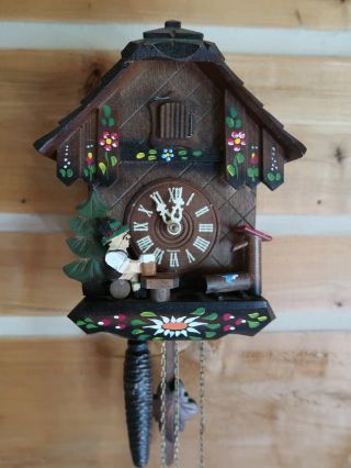 Vintage German Black Forest Chalet Beer Drinker Cuckoo Clock