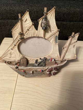 Vintage Lighted Nautical Ship/boat Picture Frame - Resin - 10”x8” - Pict - 4.  5” Oval