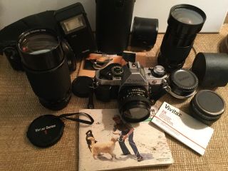Vtg Canon Ae - 1 Program Camera Slr Film W Accessories Battery Manuals