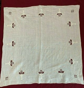 Vintage Antique Table Linen Cloth Center Cut Work Drawn Work Reticella Needle