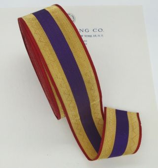 1 Yd Antique/vintage French Gold Wire W/red,  Purple Stripe Metallic Trim