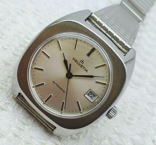 Vintage Helvetia Cal.  2872 Eta Automatic Wrist Watch Men’s Xrare Date Dial