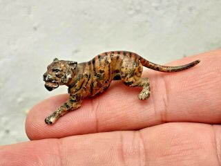 Vintage Antique Miniature Cold Painted Austrian Bronze Tiger Figure Sculpture