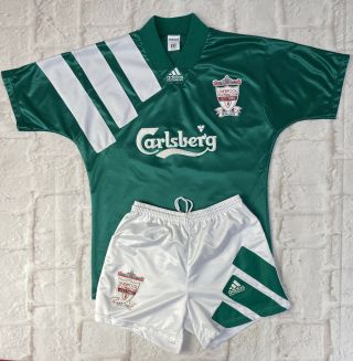 T7 1992 - 93 Liverpool Centenary Away Shirt Shorts Full Kit Vintage Medium