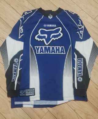 Vtg Fox Yamaha Team Issue Race Motocross Motorcycle Bike Racing Jersey Shirt L
