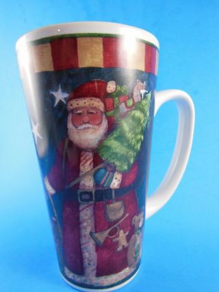 Susan Winget Tall Christmas Mug Santa With Tree Toys And Teddy Bear Cic Tall