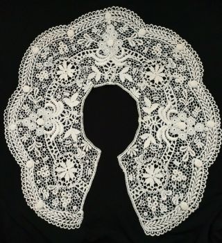 Antique Hand - Crocheted Lace Collar,  Cream Colored,  Needlework