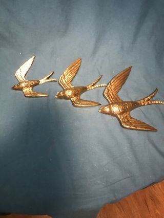 Set 3 Vintage Retro Mcm Burwood Birds In Flight Wall Hangers Sparrows 1984