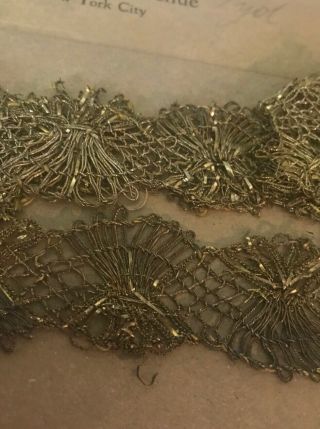 Antique French Gilt Metallic Bullion Lace: 2 Yds.  4 In.