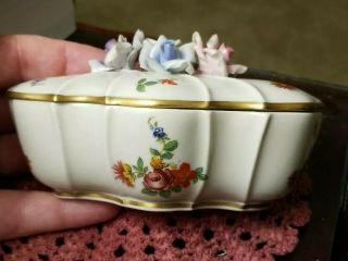 Vintage Made In Italy Jewelry Ring Pin Trinket Box Dish (capodimonte Style)