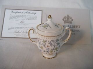 Vintage Royal Albert Miniature Porcelain Vase W/ Lid & /coa