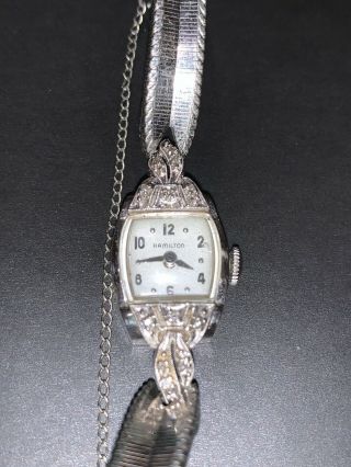 Vintage Womans Hamilton 14k Gold And Diamond Watch 10k Gf Wristband