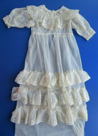 An Antique Lace & Net Christening Gown With Frills