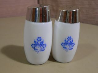 Vintage Milk Glass Cornflower Salt & Pepper Shakers Gemco