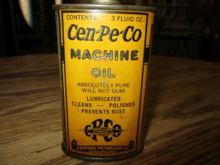 Vintage Cen Pe Co Lead Top Oiler Machine Oil Can