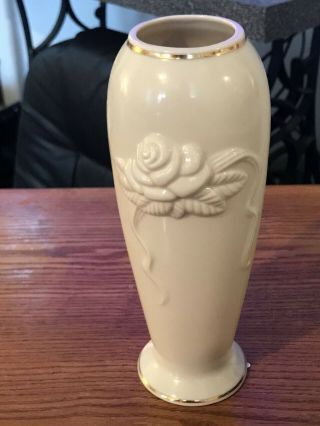 Lenox China Bud Vase Cream With Gold Trim 7 1/2 " Tall