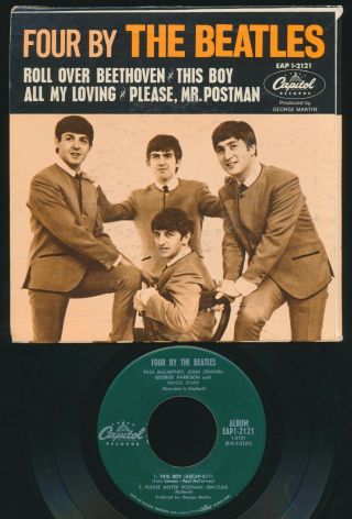 Beatles VINTAGE 1964 ' FOUR BY THE BEATLES ' EP WITH COVER SCARCER WEST COAST 2