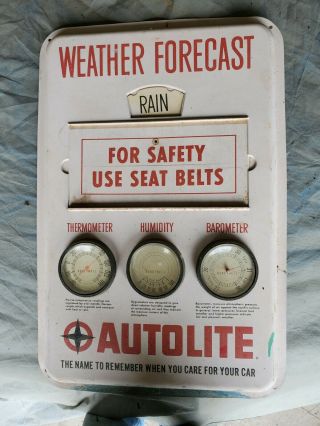 Vintage Ford Dealer Autolite Weather Forecast Station 20x30 Sign