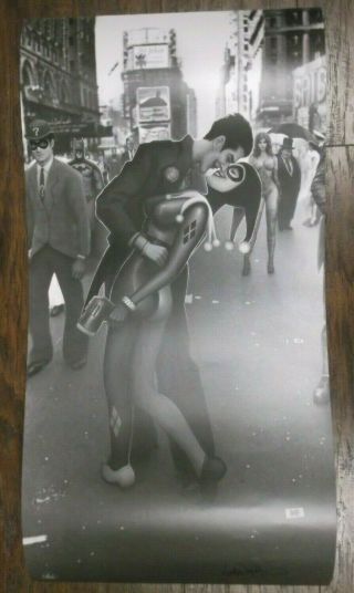 Nathan Szerdy Signed 12x24 Art Print Joker Harley Quinn Times Square The Kiss