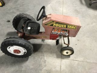 Vintage Amf Power Trac Pedal Tractor Wide Front Red Plastic