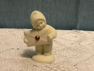 Dept 56 Snowbabies Snow Baby Figure Envelope Red Heart Jewel Accent 3 "