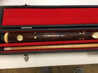 Sampaio Premier model pool cue Mother of Pearl inlays Collectable VTG in case 2