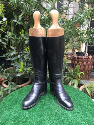 Vintage / Antique Leather English Riding Boots With Wooden Trees