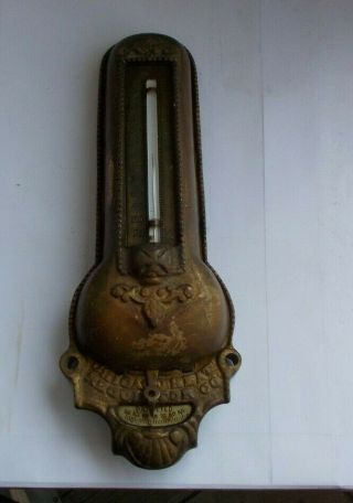 Vintage Antique Victorian 8 " Cast Iron Wall Thermometer Chicago Heat Regulator