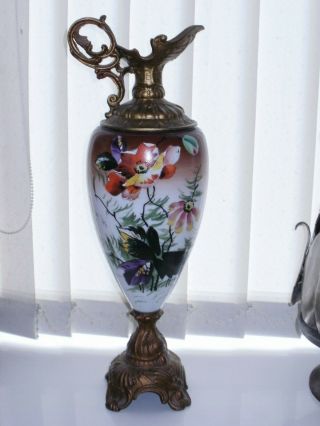 Vintage Antique Victorian Hand Painted Glass Ewers 2