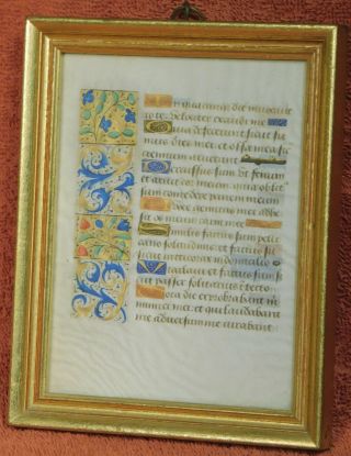 Antique Miniature Painting Illuminated Vellum Manuscript Breviary Page Medieval