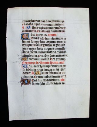 1430 Medieval Manuscript On Vellum,  Ultra - Rare Latin Book Of Hours Leaf