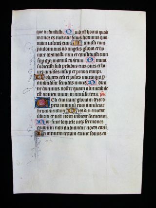 1430 Medieval Manuscript On Vellum,  " Latin Book Of Hours Leaf "