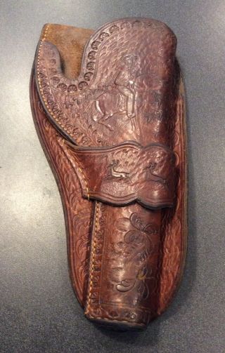 Vintage Western Holster For Colt Single Action Army Maker Marked Horse & Rider